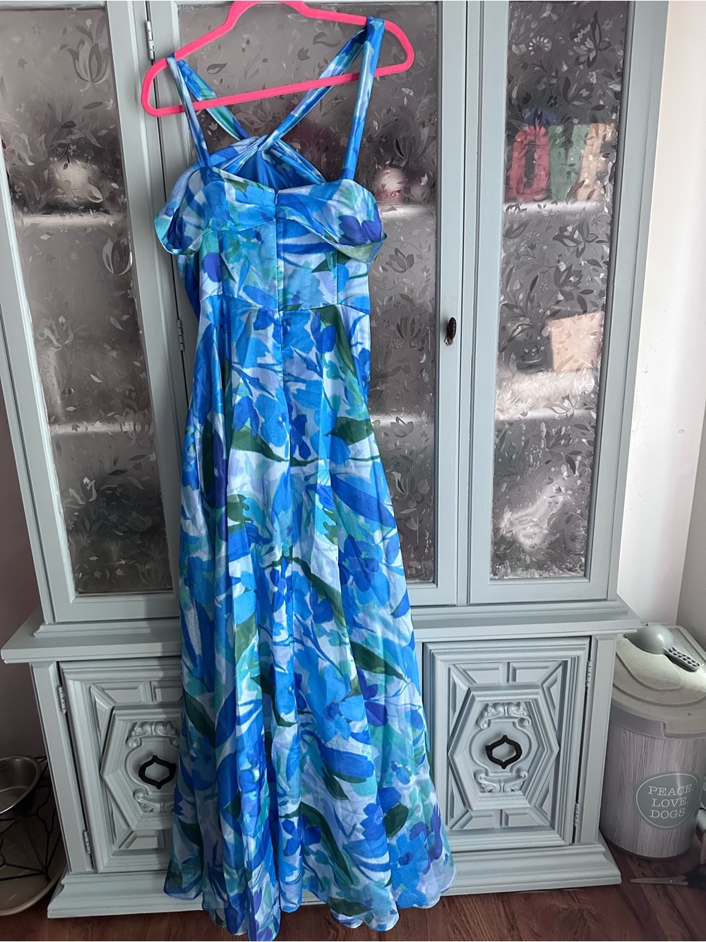 Taylor Blue and Green Floral Halter Maxi Dress - Picture 3 of 6